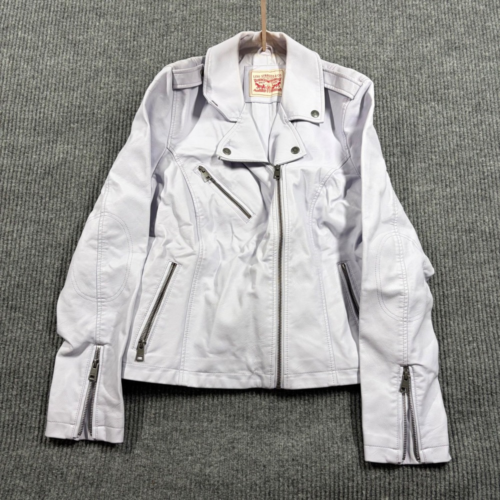 Levi's Jacket Women's XL Faux Leather Moto Biker Lavender Riding Harley